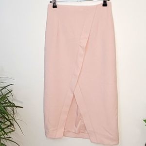 Ava Mandes, New York & Co (NY&Co) Front Slit/Ruffle Pale Pink Pen Skirt,…